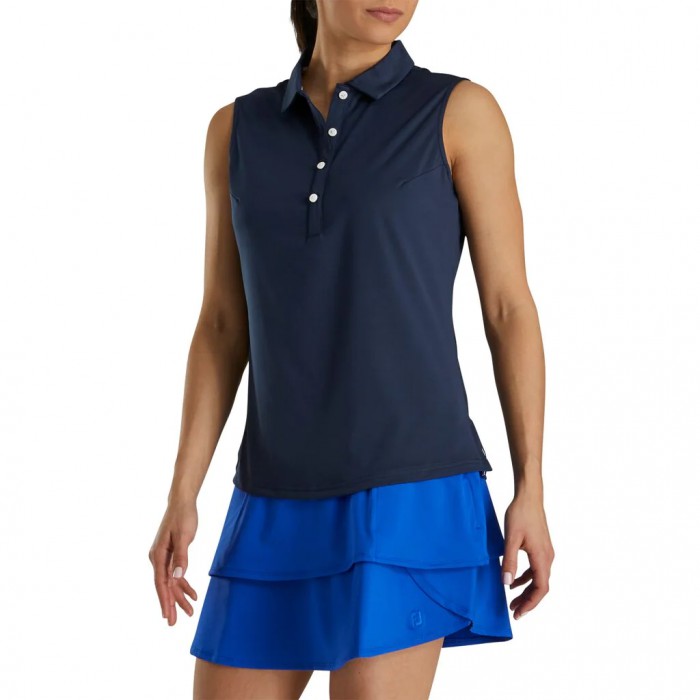 Camisas Footjoy Solid Lisle Sin Manga Mujer Azul Marino | ES2659841