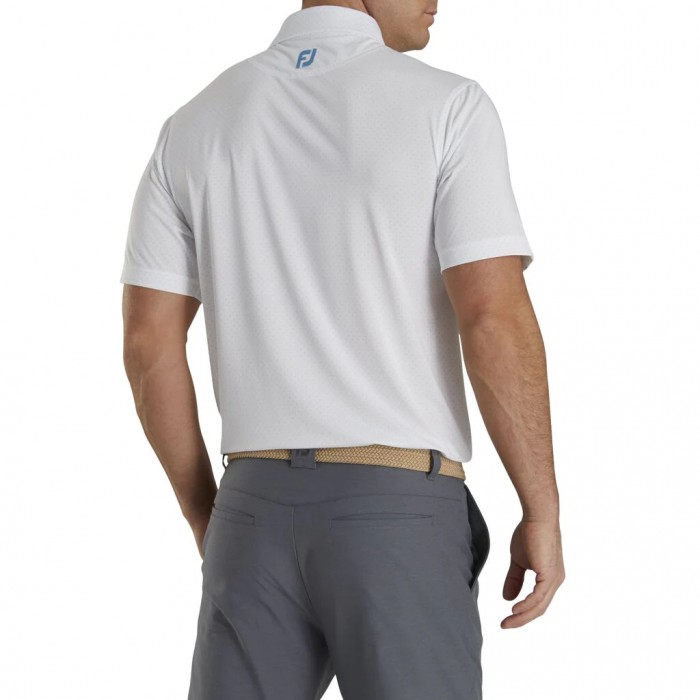 Camisas Footjoy Stretch Lisle Dot Print Self Collar Hombre Blancas Azules Claro | ES3251879