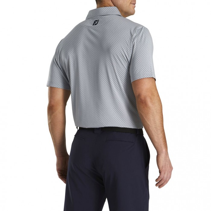 Camisas Footjoy Stretch Lisle Dot Print Self Collar Hombre Gris | ES6479130