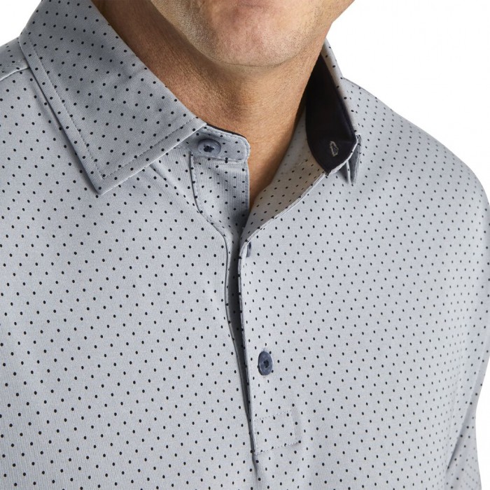 Camisas Footjoy Stretch Lisle Dot Print Self Collar Hombre Gris | ES6479130