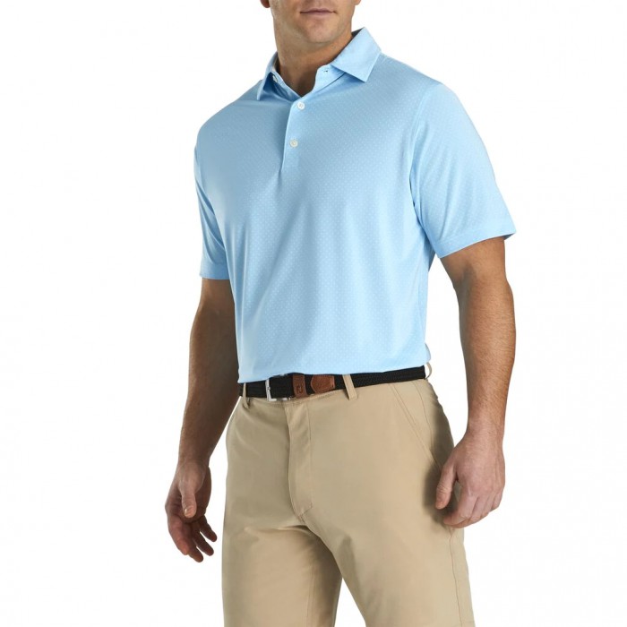 Camisas Footjoy Stretch Lisle Dot Print Self Collar Hombre Azules Claro | ES7504869