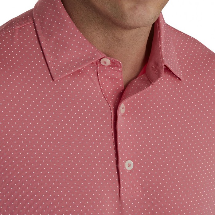 Camisas Footjoy Stretch Lisle Dot Print Self Collar Hombre Rojas Blancas | ES9570124