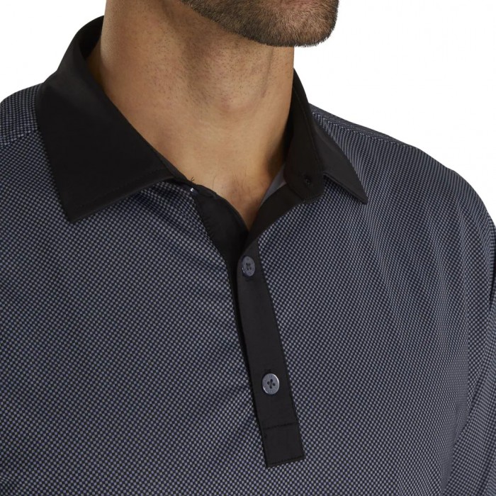 Camisas Footjoy Stretch Lisle Mini Check Print Hombre Negras | ES3479521