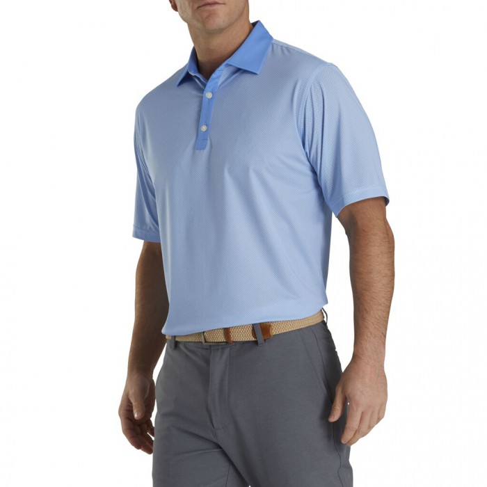 Camisas Footjoy Stretch Lisle Mini Check Print Hombre Blancas | ES5671240