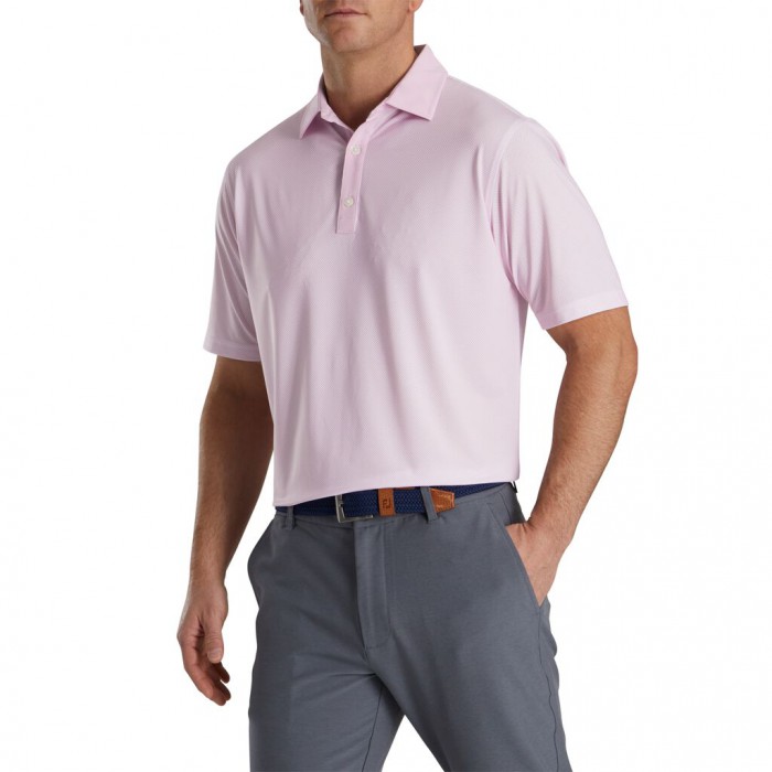 Camisas Footjoy Stretch Lisle Mini Check Print Hombre Rosas Blancas | ES6720954