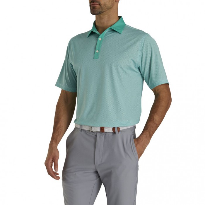 Camisas Footjoy Stretch Lisle Mini Check Print Hombre Blancas | ES6795180