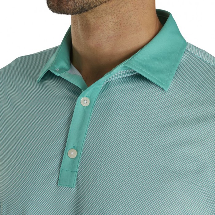 Camisas Footjoy Stretch Lisle Mini Check Print Hombre Blancas | ES6795180