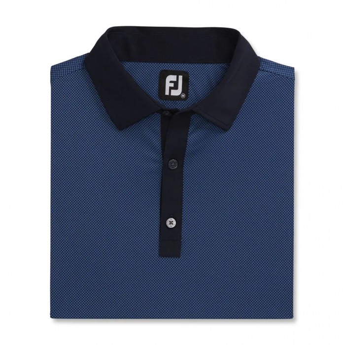 Camisas Footjoy Stretch Lisle Mini Check Print Hombre Azul Marino Azules | ES9028137