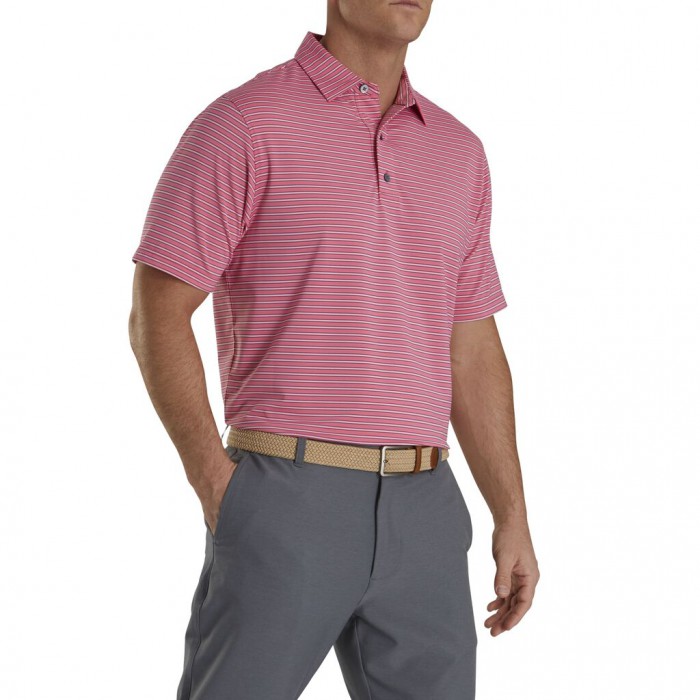 Camisas Footjoy Stretch Lisle Pinstripe Hombre Rosas Blancas Azul Marino | ES1286703