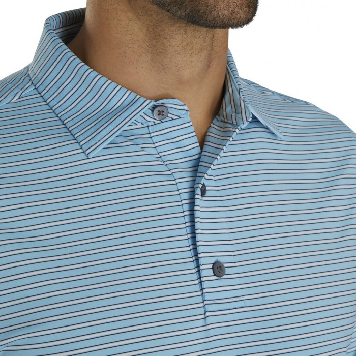 Camisas Footjoy Stretch Lisle Pinstripe Hombre Azules Claro Blancas Azul Marino | ES2739486