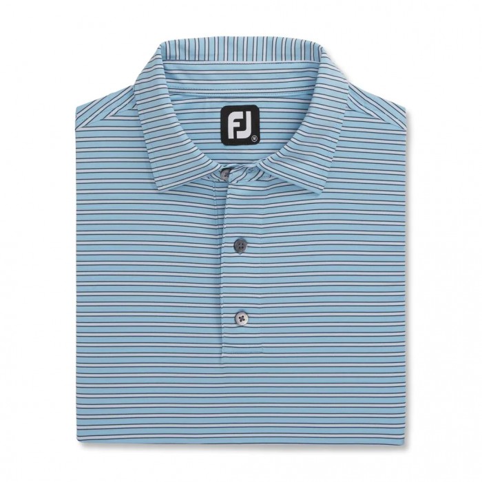 Camisas Footjoy Stretch Lisle Pinstripe Hombre Azules Claro Blancas Azul Marino | ES2739486