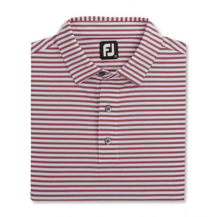 Camisas Footjoy Stretch Lisle Pinstripe Hombre Blancas Rojas Azul Marino | ES4938617