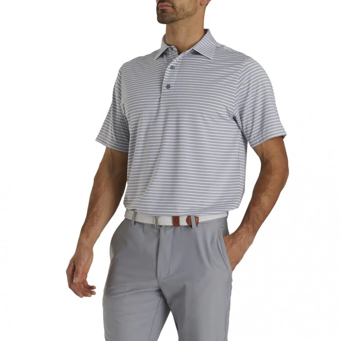 Camisas Footjoy Stretch Lisle Pinstripe Hombre Blancas Negras | ES5481932