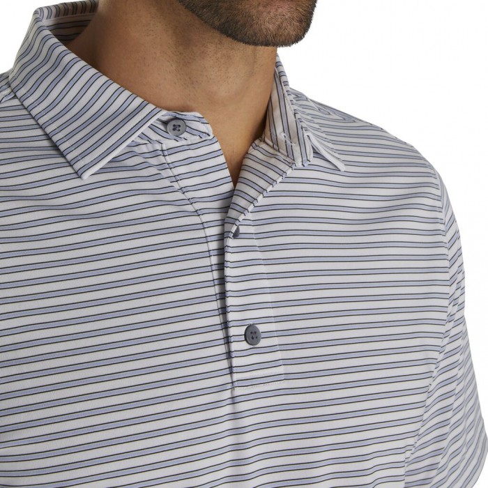 Camisas Footjoy Stretch Lisle Pinstripe Hombre Blancas Negras | ES5481932