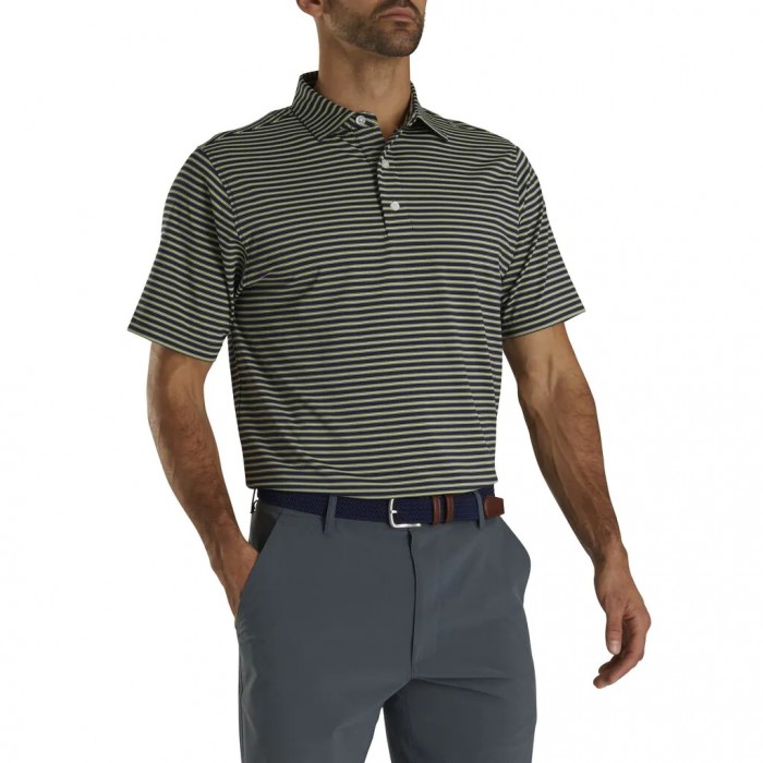 Camisas Footjoy Stretch Lisle Pinstripe Hombre Azul Marino Blancas | ES5701832