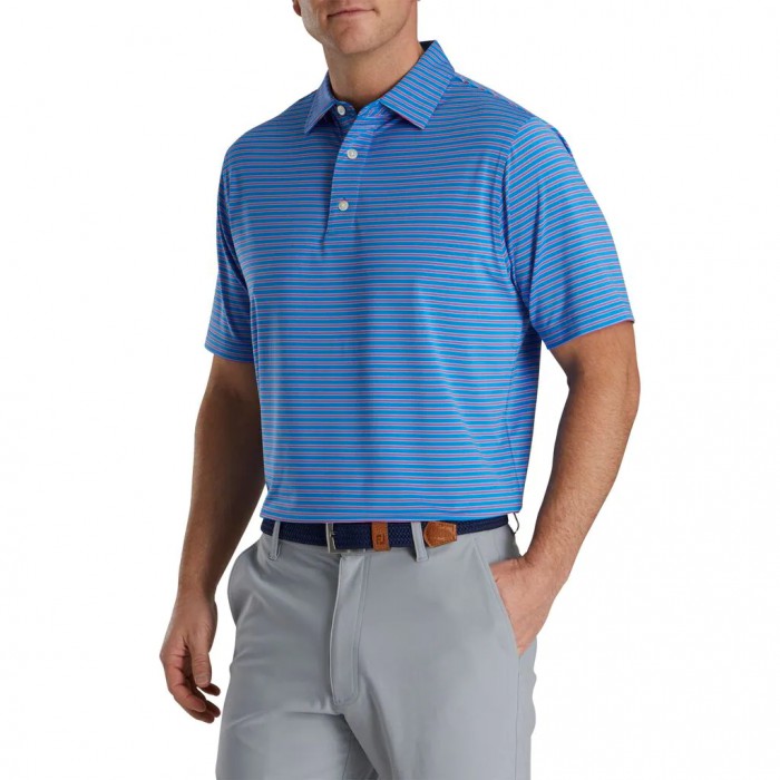 Camisas Footjoy Stretch Lisle Pinstripe Hombre Azules Rosas Blancas | ES5813749