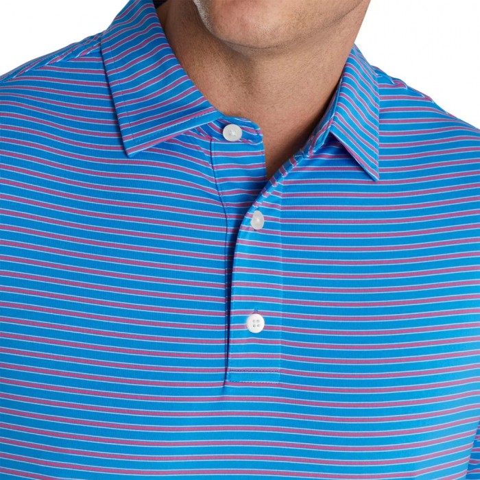 Camisas Footjoy Stretch Lisle Pinstripe Hombre Azules Rosas Blancas | ES5813749