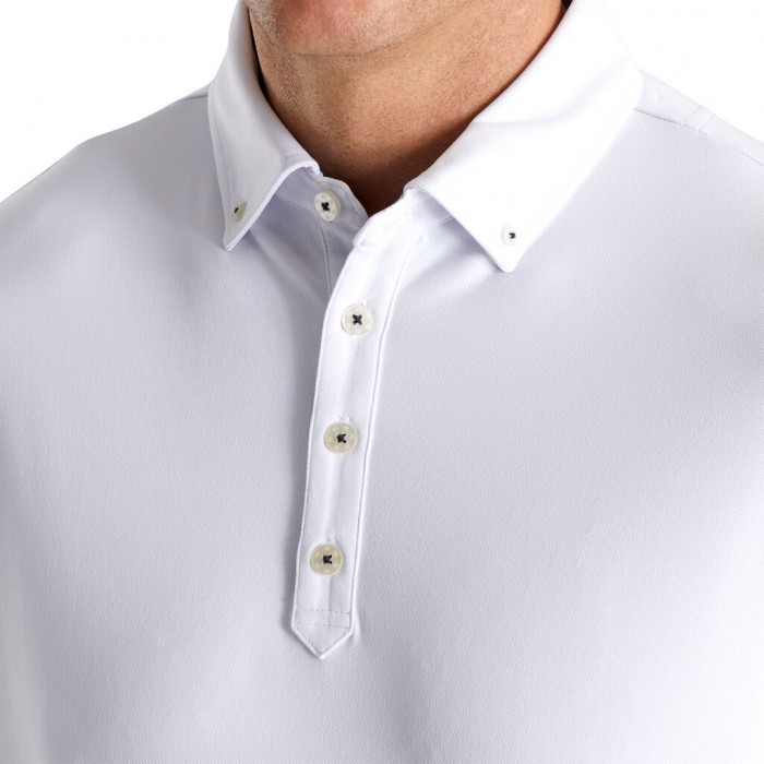 Camisas Footjoy Stretch Pique Floral Trim Buttondown Collar Hombre Blancas | ES3246897