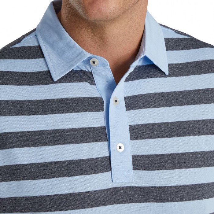 Camisas Footjoy Stretch Pique Rugby Stripe Self Collar Hombre Azul Marino | ES6320157