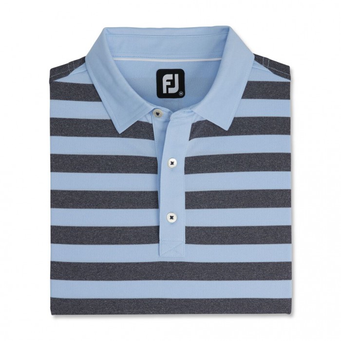 Camisas Footjoy Stretch Pique Rugby Stripe Self Collar Hombre Azul Marino | ES6320157