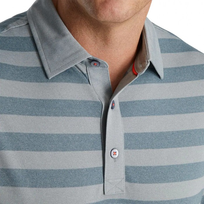 Camisas Footjoy Stretch Pique Rugby Stripe Self Collar Hombre Gris | ES8530916