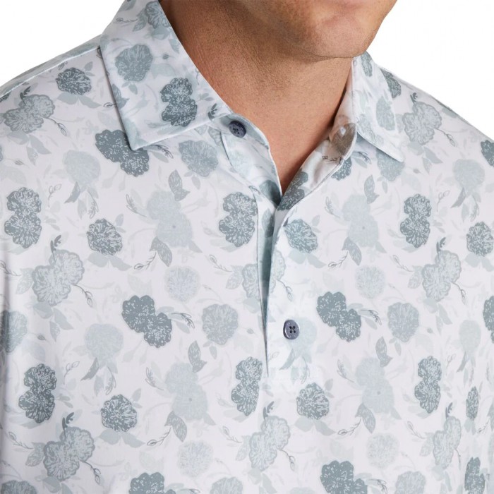 Camisas Footjoy Vintage Floral Print Lisle Self Collar Hombre Gris | ES1904638