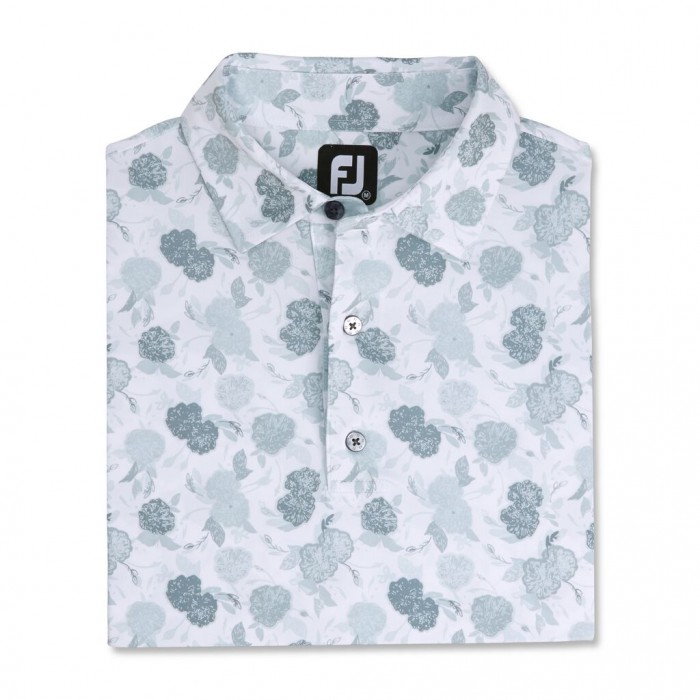 Camisas Footjoy Vintage Floral Print Lisle Self Collar Hombre Gris | ES1904638