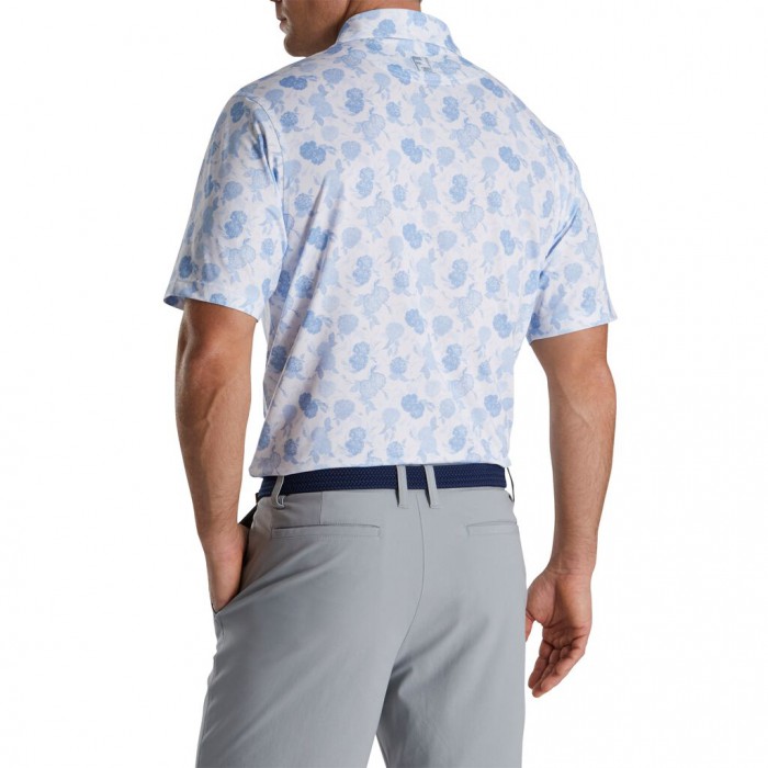 Camisas Footjoy Vintage Floral Print Lisle Self Collar Hombre Sky | ES5078431