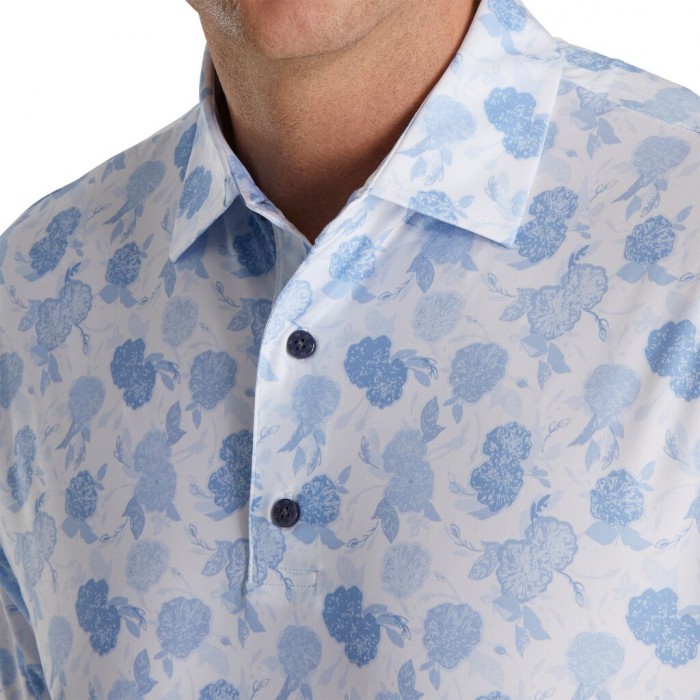 Camisas Footjoy Vintage Floral Print Lisle Self Collar Hombre Sky | ES5078431