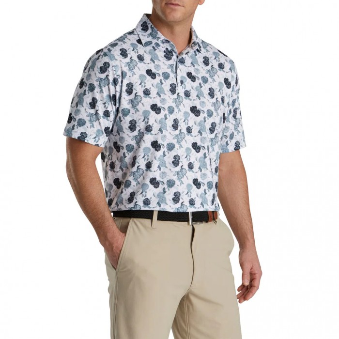 Camisas Footjoy Vintage Floral Print Lisle Self Collar Hombre Negras | ES8725493