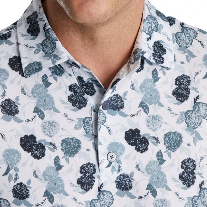 Camisas Footjoy Vintage Floral Print Lisle Self Collar Hombre Negras | ES8725493