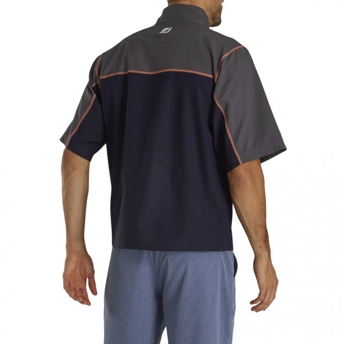 Camiseta Cortavientos Footjoy Corta Sleeve Deporte Hombre Azul Marino Naranjas | ES0254987