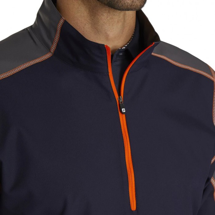 Camiseta Cortavientos Footjoy Corta Sleeve Deporte Hombre Azul Marino Naranjas | ES0254987