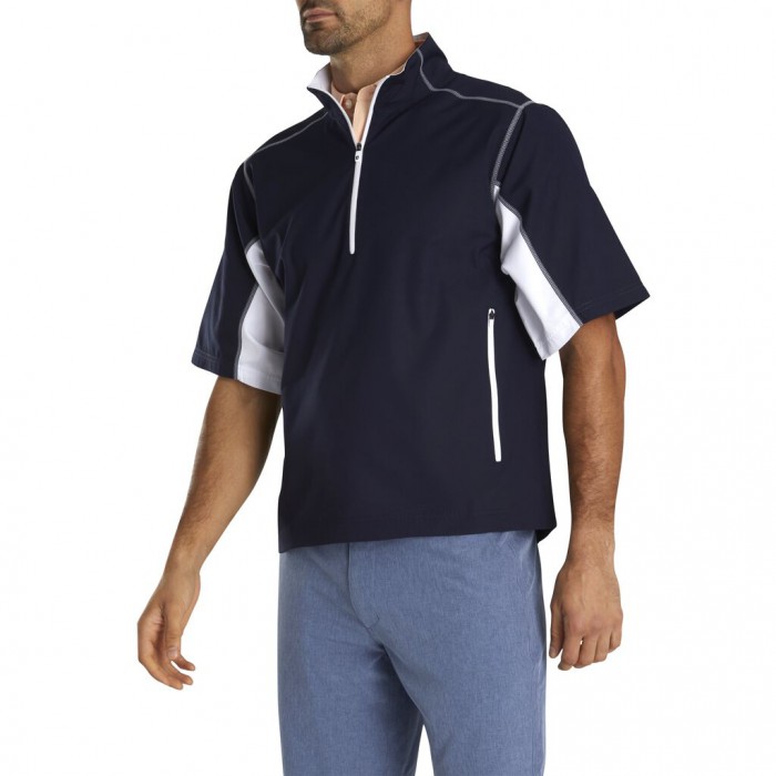 Camiseta Cortavientos Footjoy Corta Sleeve Deporte Hombre Azul Marino Blancas | ES5261348