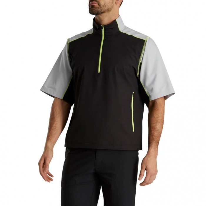 Camiseta Cortavientos Footjoy Corta Sleeve Deporte Hombre Negras Plateadas | ES6593408