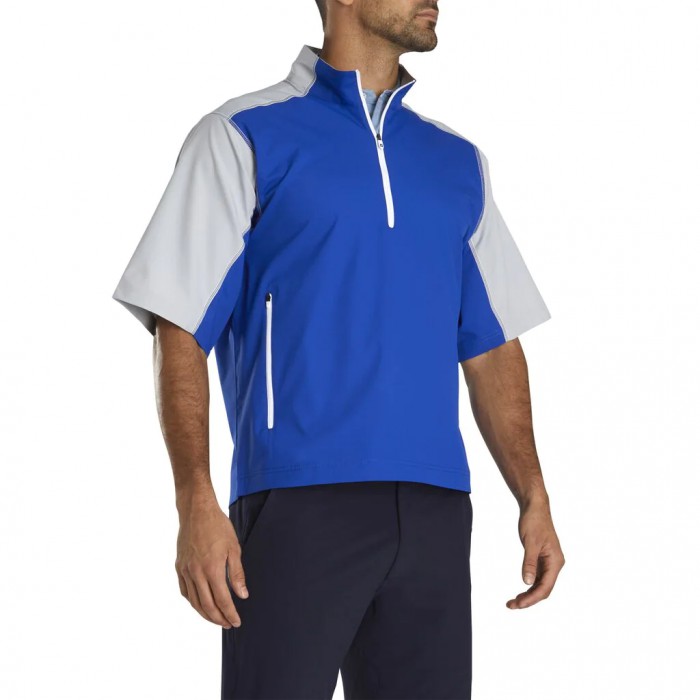 Camiseta Cortavientos Footjoy Corta Sleeve Deporte Hombre Azul Real Plateadas | ES9601738