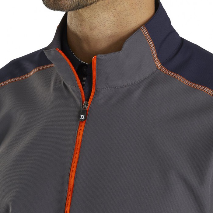 Camiseta Cortavientos Footjoy Deporte Hombre Azul Marino Naranjas | ES4928765