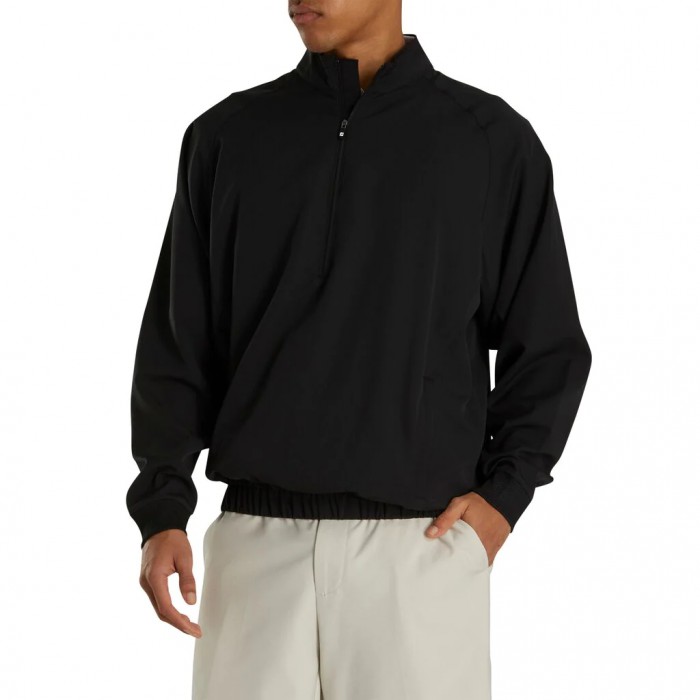 Camiseta Cortavientos Footjoy Half-Zip Hombre Negras | ES2430598