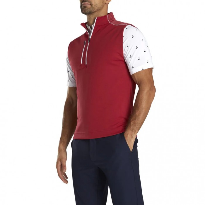 Chalecos Footjoy Half-Zip Heather Blocked Hombre Crimson | ES6570289