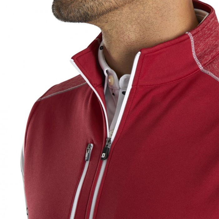 Chalecos Footjoy Half-Zip Heather Blocked Hombre Crimson | ES6570289