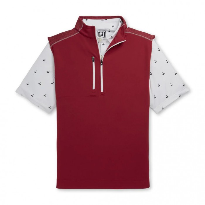 Chalecos Footjoy Half-Zip Heather Blocked Hombre Crimson | ES6570289