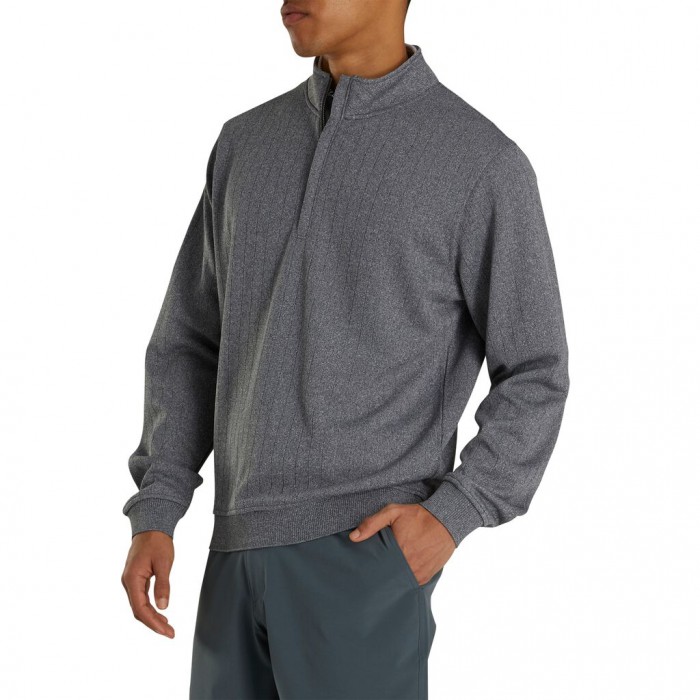 Chaquetas Footjoy Drop Needle Half-Zip Gathered Cintura Hombre Heather Charcoal | ES4690753