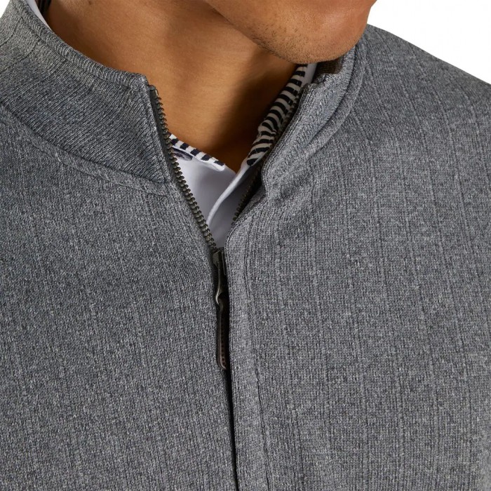 Chaquetas Footjoy Drop Needle Half-Zip Gathered Cintura Hombre Heather Charcoal | ES4690753