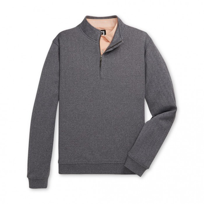 Chaquetas Footjoy Drop Needle Half-Zip Gathered Cintura Hombre Heather Charcoal | ES4690753