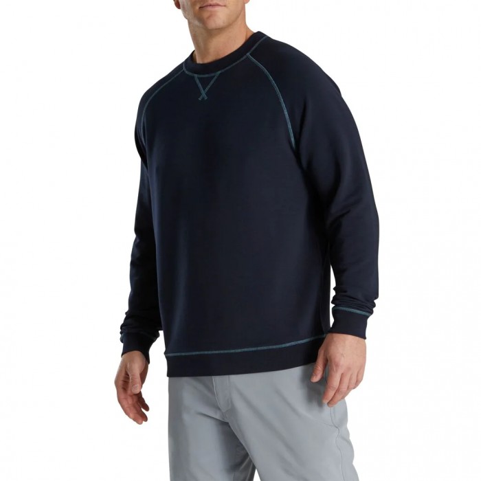 Chaquetas Footjoy French Terry Crewneck Hombre Azul Marino | ES9325186