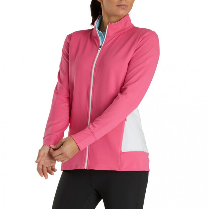 Chaquetas Footjoy Full-Zip Panel Pocket Mid Layer Mujer Rosas Blancas | ES5068417