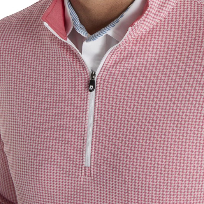 Chaquetas Footjoy Houndstooth Jacquard Quarter-Zip Hombre Rojas Blancas | ES1458709