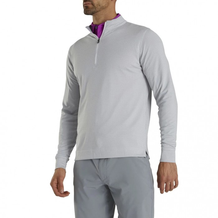 Chaquetas Footjoy Houndstooth Jacquard Quarter-Zip Hombre Gris Blancas | ES4702395