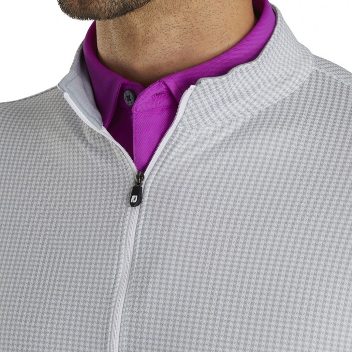 Chaquetas Footjoy Houndstooth Jacquard Quarter-Zip Hombre Gris Blancas | ES4702395