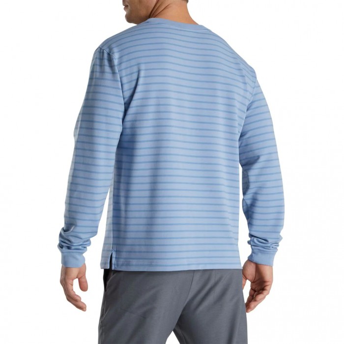 Chaquetas Footjoy Jersey Fleece Striped Crewneck Hombre Mist / Wedgewood | ES1065834